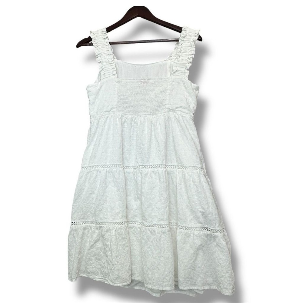 Hailey & Co Womens White Babydoll Midi Sundress Size M Boho Cottagecore Festival - Picture 2 of 7
